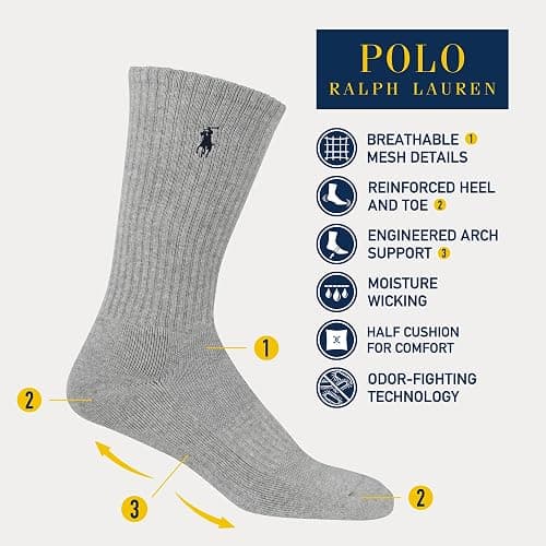 POLO RALPH LAUREN Men's Performance Crew Socks 6 Pack thumbnail 2