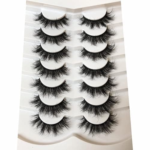 Pooplunch False Eyelashes Sexy Volume 8D Faux Mink Lashes 15MM Wispy Short Natural Fake Eye Lash Strips 7 Pairs Pack thumbnail 2