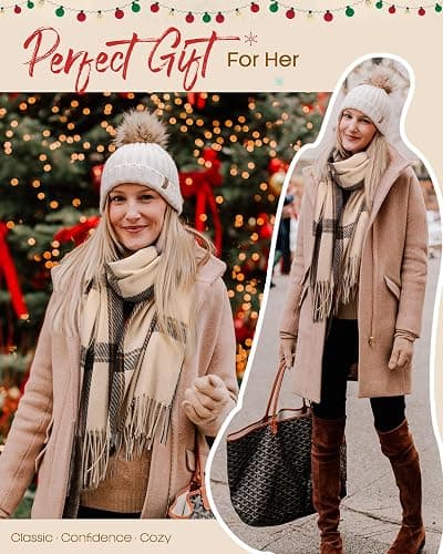 FURTALK Winter Scarf for Women Shawl Cashmere Feel Tassel Plaid Large Oversized Scarves Wraps thumbnail 5
