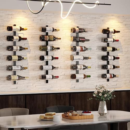 12 Bottle Wall-Mounted Wine Rack, Detachable Storage Organizer Used as One or Four, DIY Wall Hanging Bottle Holder, for Dining Room, Bar, Wine Cellar thumbnail 6