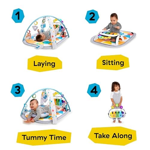 Baby Einstein, 4 in 1 Kickin' Tunes Spieldecke mit 70+ Geräuschen, 25+ Minuten Musik, Erlebnisdecke mit Klavier und Lichtern, Spielmatte mit Spielbogen abnehmbarem Babyspielzeug, ab der Geburt thumbnail 4