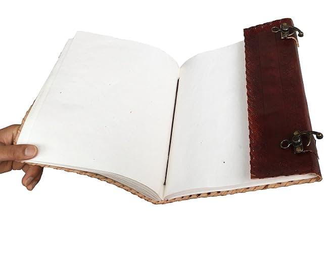 Leather Journal Medieval Stone Embossed Handmade Book of Shadows Vintage Notebook Office Diary College Poetry Sketch Book 10 x 7 Inches - Gift for women & men thumbnail 3