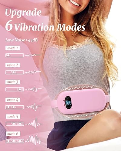 Portable Heating Pad for Cramps FSA, HSA Cordless Electric Period Fast Heat Pad for Back Pain Relief Menstrual Belt 6 Heat 6 Massage Gifts for Women Girl Her Girlfriend Christmas Stocking Stuffer Pink thumbnail 5