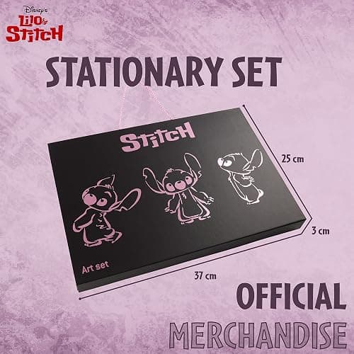 Disney Stitch Stationery Supplies Set Notebook Pencil Case & Ballpoint Pens or Notepad Colouring Pencils & Accessories for School Office (Black) - Black thumbnail 7