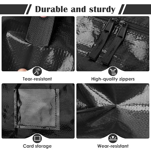 RMOHRO 6 Pack Extra Large Heavy Duty Moving Bags with Reinforced Zipper & Wide Handles, Moisture-Resistant Storage Bins Packing Cubes for Clothes, College Dorm, Travel, and Home Organization, Black thumbnail 5