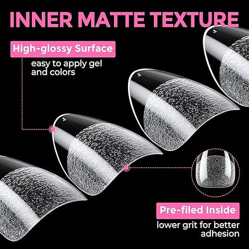 UNA GELLA Short Almond Fake Nails 216pcs Pre-shape Gel Acrylic Nail Tips for Full Cover Nail Extension Home DIY Nail Salon 12 Sizes Gelly Tips thumbnail 8