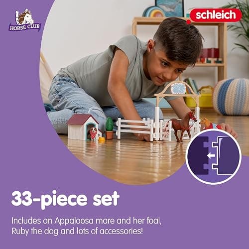 Schleich Horse Club — Hannah's Guest Horses Playset, 20-Piece Horse Stable Toy Set Including Mare, Foal, Hannah Doll and Dog Figurine, Horse Toys for Girls and Boys Ages 5+ thumbnail 6