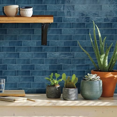 ViibXfans Agadir Blue Tile Peel and Stick,12 x 8.7 in,12 Sheets | 3D tiles Decals,1mm Thick,PE+PU,Waterproof&Durable Back Splash,Renter Friendly Backsplashes for Kitchen, Bathroom thumbnail 5