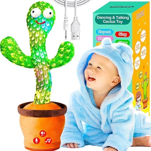 Rechargeable Dancing Talking Cactus Toy for Baby, Volume Adjustable, Singing, Mimicking, Repeating, Kids Baby Toys for Girls Boys, Birthday or Chirstmas Gifts for Grandkids, Stocking Stuffers for Kids - Image 1