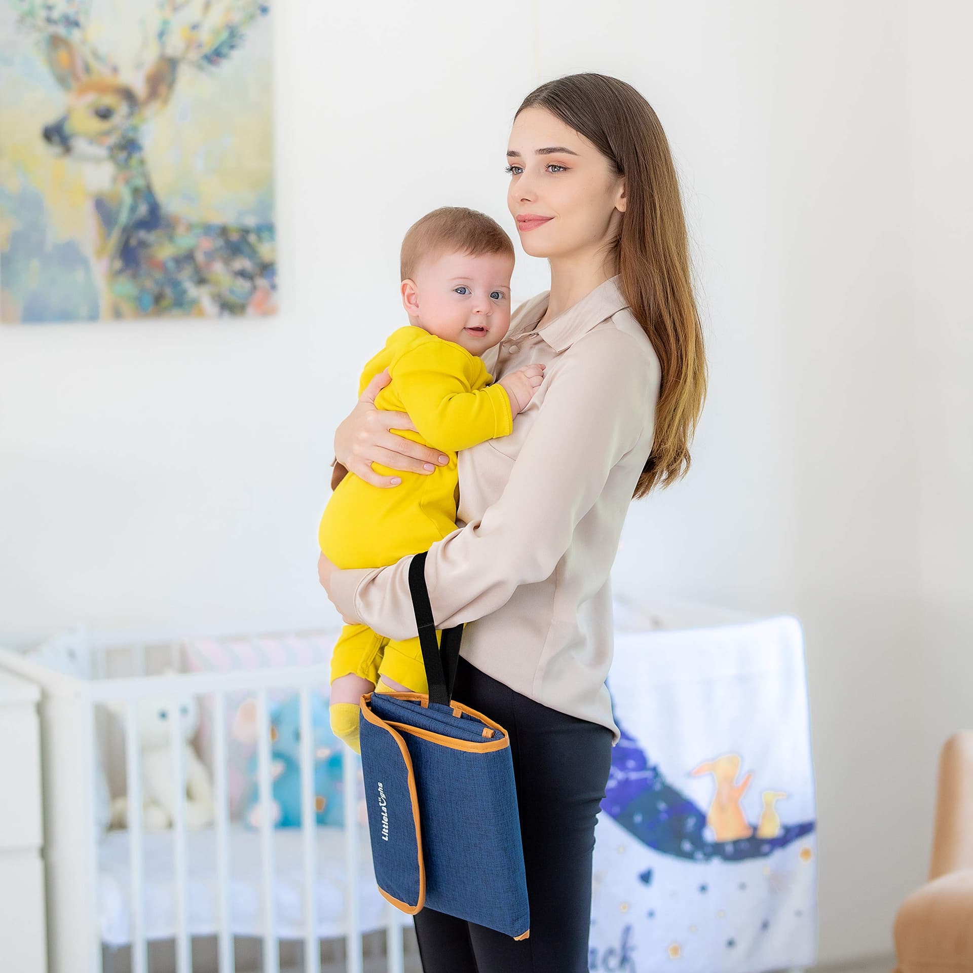 Draagbaar Verschoningsmatje Luierwissel Mat – Reistas Luier – Opslagzakken voor Luiers, Crème, Tissues en Andere Benodigdheden - Gemakkelijk Schoon te Maken en Waterdicht - Praktisch Baby Kraam Cadeau thumbnail 7