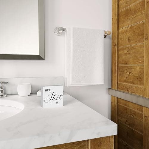 Funny Rustic Bathroom Decor - Wooden Box Sign Humor for Restroom Shelf, Half Farmhouse Style Toilet Sign for Guests - Tabletop or Countertop thumbnail 6