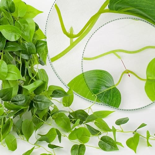 LOYWREE 35.4in Artificial Plants in Black Pot Realistic Fake Hanging Potted Greenery with Faux Ivy Vine & Pothos - Ideal for Shelf, Home, Office, Indoor & Outdoor Garden Decor thumbnail 7
