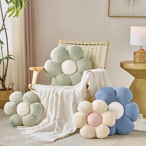 Znhinery Flower Pillow, Decorative Throw Pillow for Bed Couch, Flower Shaped Pillow Home Decor Daisy Pillows (Ivory White, 14.9 Inches) thumbnail 3