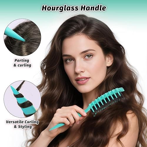 Curly Hair Brush Defining, Vented Curl Defining Brush for Effortlessly Detangling Shaping and Styling Women's Men's Curls on All Wet or Dry Hair Types, Reduces Frizz (Green) thumbnail 4
