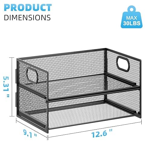 Marbrasse 2 Tier Paper Organizer Letter Tray, Mesh File Organizer with Handle, Paper Sorter Desk Organizer for Home Office Supplies - Black thumbnail 3