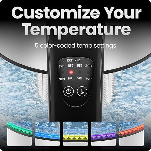 Chefman Electric Kettle with Temperature Control, 5 Presets LED Indicator Lights, Removable Tea Infuser, Glass Tea Kettle & Hot Water Boiler, 360° Swivel Base, BPA Free, Stainless Steel, 1.8 Liters thumbnail 4