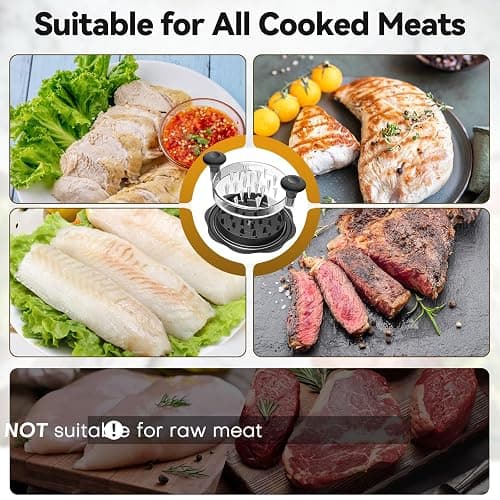 Ukeetap 10" Pro Chicken Shredder Tool Twist Large for Kitchen, BPA-Free Food-Safe Meat Grinder, Visible Chicken Breast Meat Shredder with Strong Anti-Slip Bottom & Ergonomic Handle, Black thumbnail 7