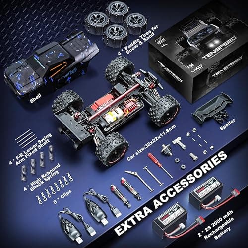 1:14 Scale RC Cars for Adults, 60KPH High Speed RC Truggy, 4X4 Off-Road Remote Control Truck, Waterproof Electric Car with 2S Battery, All Terrain RC Vehicle for Snow, Sand, Beach & Rocky Surfaces thumbnail 2