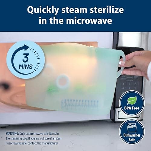 Dr. Brown's Microwave Steam Sterilizer Bag for Baby Bottles, Breast Pump Parts & Other Toddler Accessories, 100% Silicone, Reusable Sterilizing Bag thumbnail 3