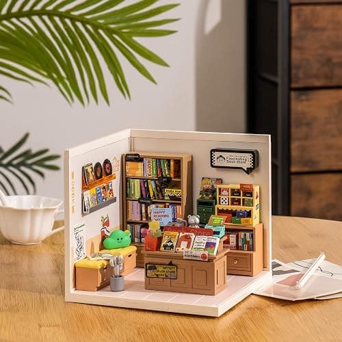 Rolife LED Building Blocks for Adults,1:24 Toy Building Sets,Model Building Kits for Kids Ages 8-12-15,DIY Miniature Dollhouse Kits for Adults,Hobbies for Women Men (3.Fascinating Book Store) thumbnail 2