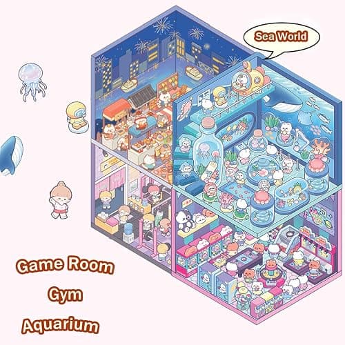 DIY 3D House Stickers,20 Sets Fun DIY Stickers Scene for Kids Adults Cute Make Your Own Cartoon Animal Scene for Gifts, Relief Stress Pass The Time-Fun Haven thumbnail 2