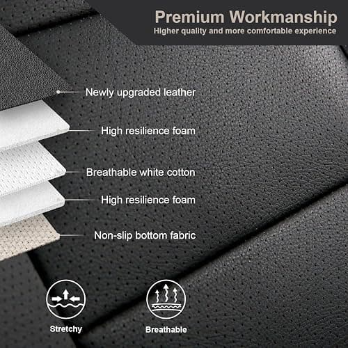GIANT PANDA Customized Full Set Car Seat Covers Fit Ford Mustang Coupe Hardtop 2015 2016 2017 2018 2019 2020 2021 2022 2023 2024 2025 2026- (Black) thumbnail 5