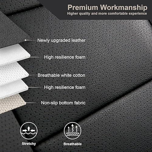 GIANT PANDA Customized Full Set Car Seat Covers Fit Ford Mustang Coupe Hardtop 2015 2016 2017 2018 2019 2020 2021 2022 2023 2024 2025 2026- (Black) thumbnail 6