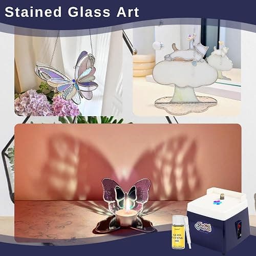 Stained Glass Grinder, Mini Glass Grinder Machine with 5/8" & 1" Grinder Bits, Stained Glass Kit & Glass Cutting Oil, Widely Used for Glass Processing Arts and Decoration - by Godora thumbnail 5