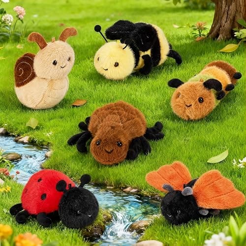 Niceup 4.7in Insect Stuffed Animal Keychains 6pcs Bug Party Favors Decor Toys Cute Small Plushies Spider Caterpillar Ladybug Ladybird Bumblebee Moth Snail for Halloween Kids Christmas Stuffer Gift thumbnail 7