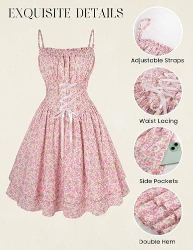 Scarlet Darkness Women Corset Floral Dress Spaghetti Strap Mini Sundress for Teens thumbnail 3