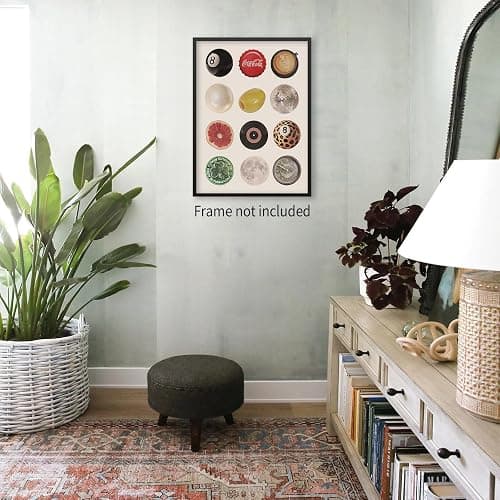 jkahh Vintage Trendy Lucky 8 Ball Poster Funky Disco Ball Canvas Wall Art Retro Music Record Aesthetic Print Minimalism Preppy Painting for Dorm Bedroom Living Room Decor 12x16in Unframed - 16L" x 12W" - Lucky-Unframed thumbnail 3