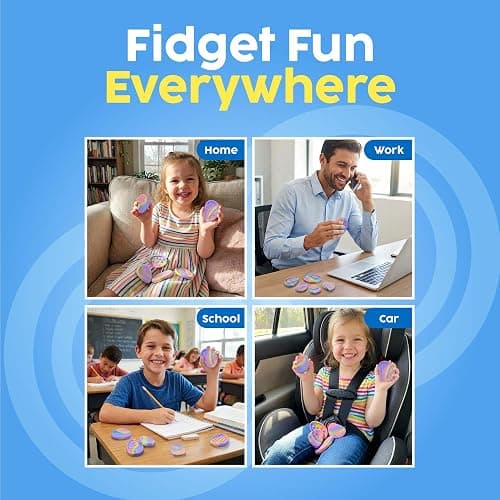 BUNMO Fidget Toys - Fidget Stones Sensory Toys – 6pk Pastel | Silicone Worry Stones for Kids Ages 3+ | Portable, Textured, Quiet Sensory Stones for Hands-On Play thumbnail 7