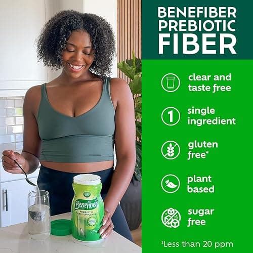 Benefiber Daily Prebiotic Fiber Supplement Powder for Digestive Health, Unflavored -124 Teaspoons (8.7 Ounces) thumbnail 7