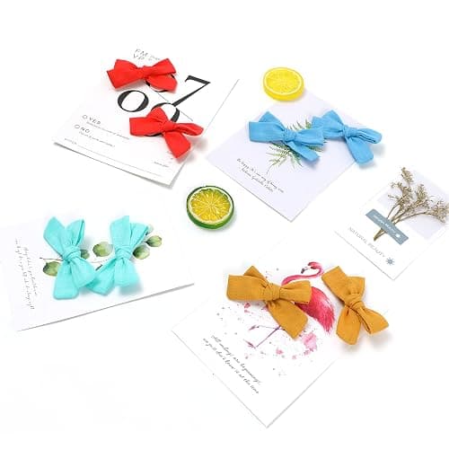 40PCS Linen Hair Bows and Accessories - Baby Girl Pigtail Clips, Neutral Fabric Bows for Little Girls - Girls hair bows thumbnail 2