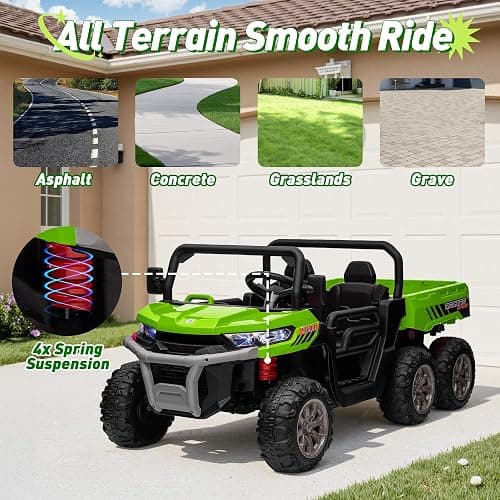 24V Ride On Dump Truck Car for Big Kids 2 Seater XL, 4WD 6-Wheels Battery Powered Ride On Toy with Remote Control, 800W Powerful Motors, Dump Bed & Shovel, Electric UTV for Boys Girls thumbnail 7