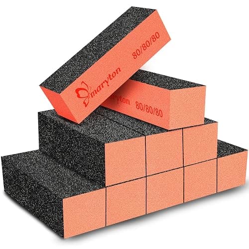 Maryton Nail Buffer Sanding Blocks, 80/80 Grit for Acrylic Nails, 10PCS | Professional Buffing Blocks, Salon Grade, Manicure Tools Kit, Black Orange - Image 1