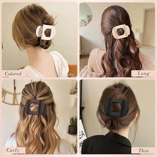 Obeoby 6 Pcs Flat Hair Clips for Women, Medium Flat Claw Clips French Hair Barrettes Accessories Hair Claws for Medium Hair Volume Stocking Stuffers thumbnail 3