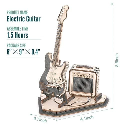 RoWood 3D Wooden Puzzle Electric Guitar Wooden Model Kits for Adults to Build, Musical Instruments Model Building Kit, DIY Crafts Kit, Birthday Gift thumbnail 3