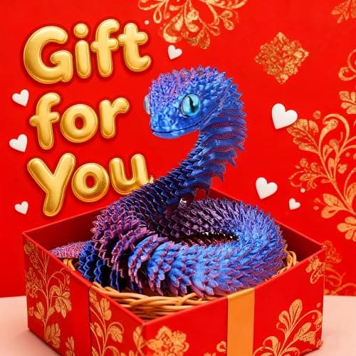 3D Printed Snake Toys - 23 Inch Flexible 3D Printed Animals for Educational Toys, Perfect Desk Pet for Animal Collectors, Must-Have Toy for Kids and Collectors, Halloween, Home Office Desk Decor thumbnail 7
