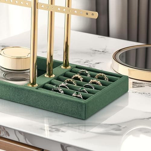 bussdis 3 Tier Bracelet Holder Display - Detachable T Bar Dark Green Velvet Bracelet Holder, Jewelry Holder Organizer for Bracelet, Necklace, Earrings, Rings thumbnail 7