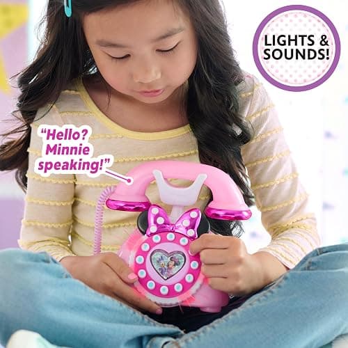 Disney Junior Minnie Mouse Ring Me Rotary Style Phone with Lights and Sounds, Pink, Kids Toys for Ages 3 Up by Just Play thumbnail 4