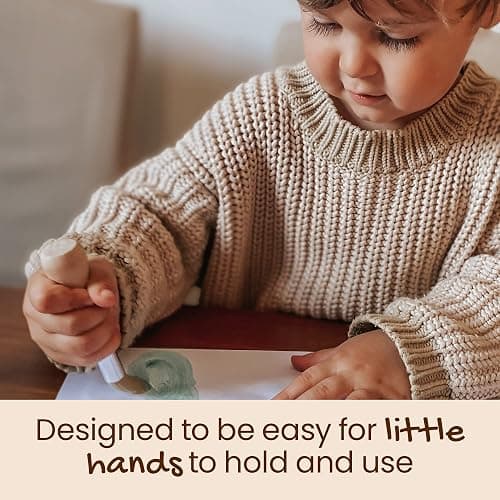 Honeysticks My First Paint Brush Set - 3 Pack: Ideal for Babies and Toddlers. Jumbo Brushes with Chubby Wood Handles for Easy Grip, Vegan. Includes Handy Storage Container thumbnail 3