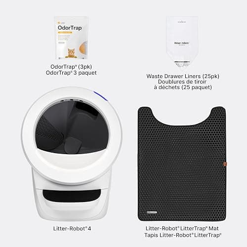 Litter-Robot 4 Beginner Bundle by Whisker, White - Automatic, Self-Cleaning Litter Box, Includes Litter-Robot, Fence, Mat, 2 OdorTrap Pack Refills, 25 Waste Drawer Liners & 1 Year of WhiskerCare thumbnail 2