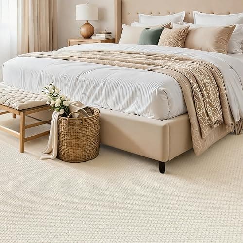 ANSSO Wool Rugs 8x10 for Living Room,80% Merino Wool and 20% Cotton Soft Tufted Area Rug with Cotton Non-Slip Backing,Large Area Rug for Bedroom Bedroom, Dining and Home Office (Cream White) thumbnail 2