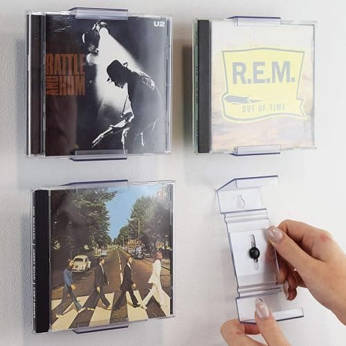CollectorMount CD Mount 3 Pack, Shelf Stand and Wall Mount Display, Invisible and Adjustable - Image 1