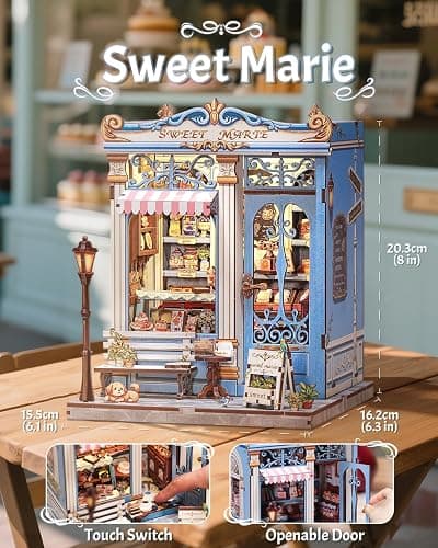 CUTEBEE Book Nook Kit - DIY Miniature House Bakery Patisserie Dollhouse Kit for Adults, Booknook Tiny House Bookshelf Decor 3D Wooden Puzzle, Gifts for Family, Friends (Sweet Marie) thumbnail 3
