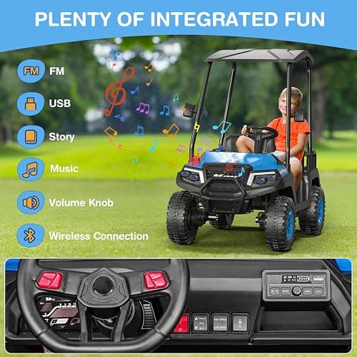 LIGIANT R9 24V Ride on Toys for Big Kids, 4-Seater Kids' Car, Golf Cart Max. Capacity: 264 Lbs, 4WD Ride on Car w/Remote Control, Detachable Awning, Spring Suspension, Music/Story/Power Display thumbnail 6
