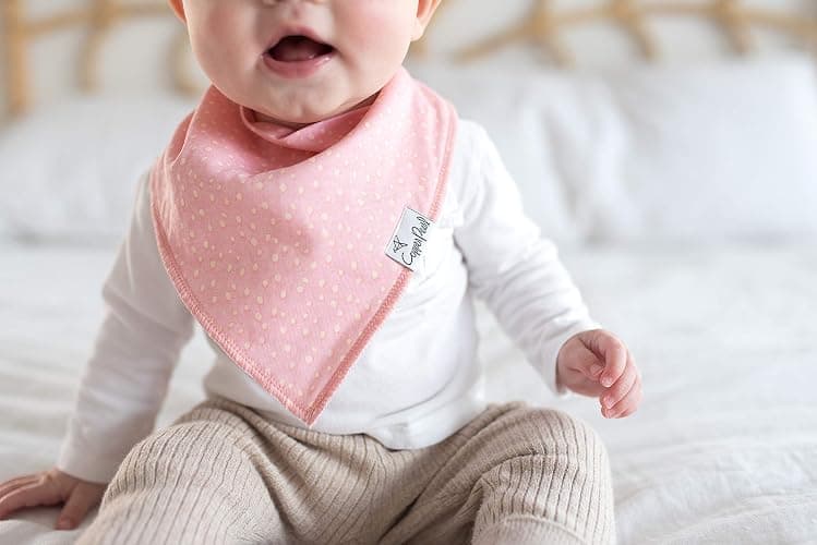 Copper Pearl 6 Pack Soft Cotton Baby Bibs for Drooling and Teething, Absorbent Drool Bibs for Baby Girl, Adjustable to Fit Newborns to Toddlers, Tons of Styles (Sunny Set) thumbnail 9