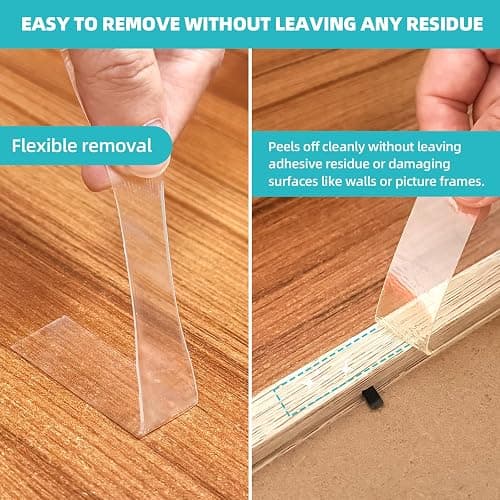 P7yaumy Double Sided Tape Heavy Duty 0.75in×20ft, Nano Tape Double Sided, Removable Traceless Two Sided Adhesive Tape, Clear Mounting Tape Double Sided Tape for Walls, Hanging Picture,Poster,Carpet thumbnail 4