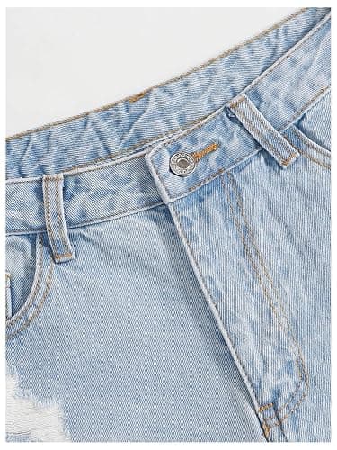 SOLY HUX Women's Ripped Raw Hem Jean Shorts High Waisted Straight Leg Denim Shorts Streetwear thumbnail 4